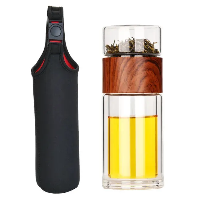 Double Glass Water Bottle with Case