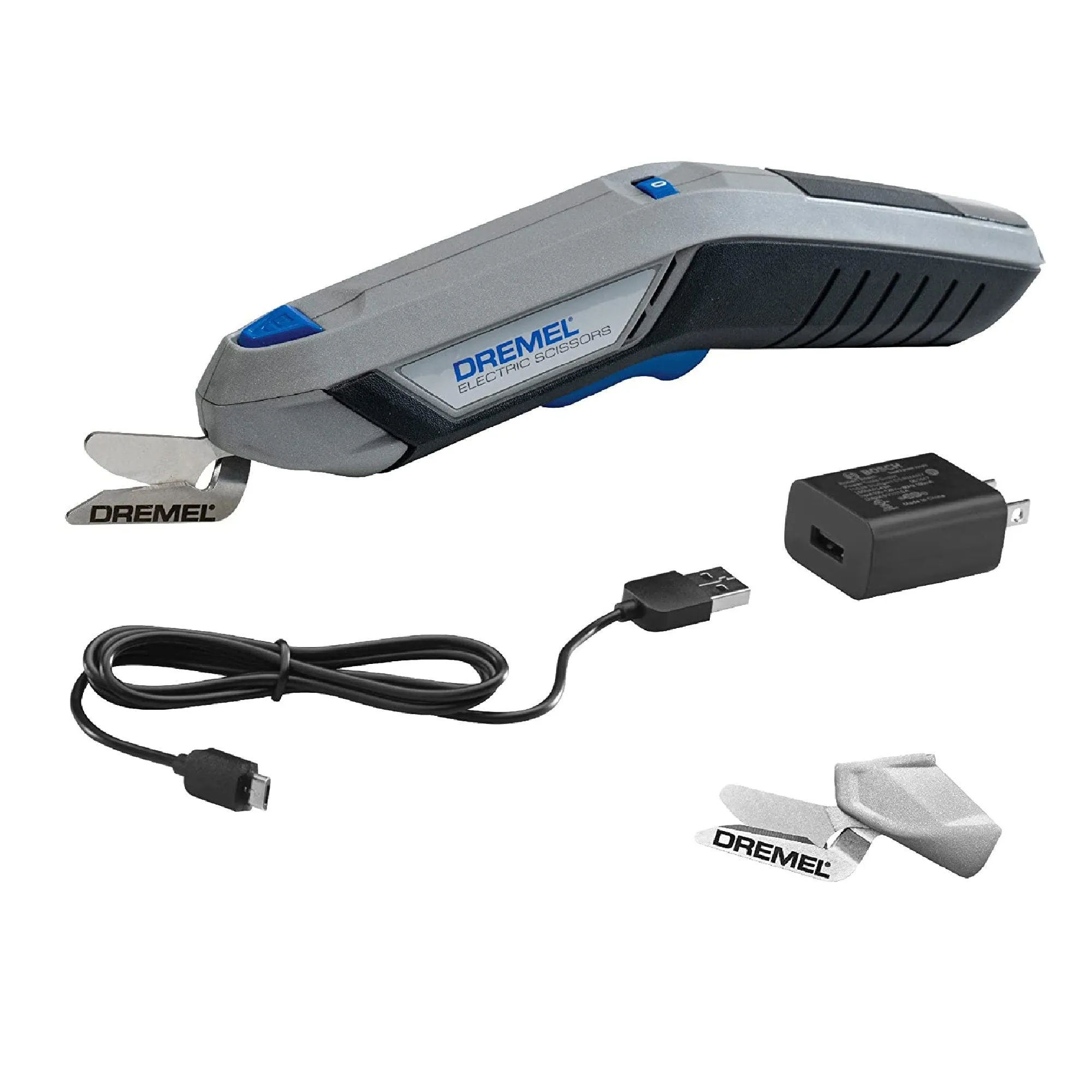 Dremel HSSC-01 4V Cordless USB Rechargeable Electric Scissors with Two Blade Attachments | USB cable and Power Brick