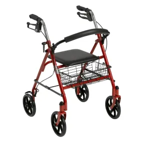 Drive Medical 10257rd-1 Four Wheel Walker Rollator with Fold Up Removable Back Support, Red