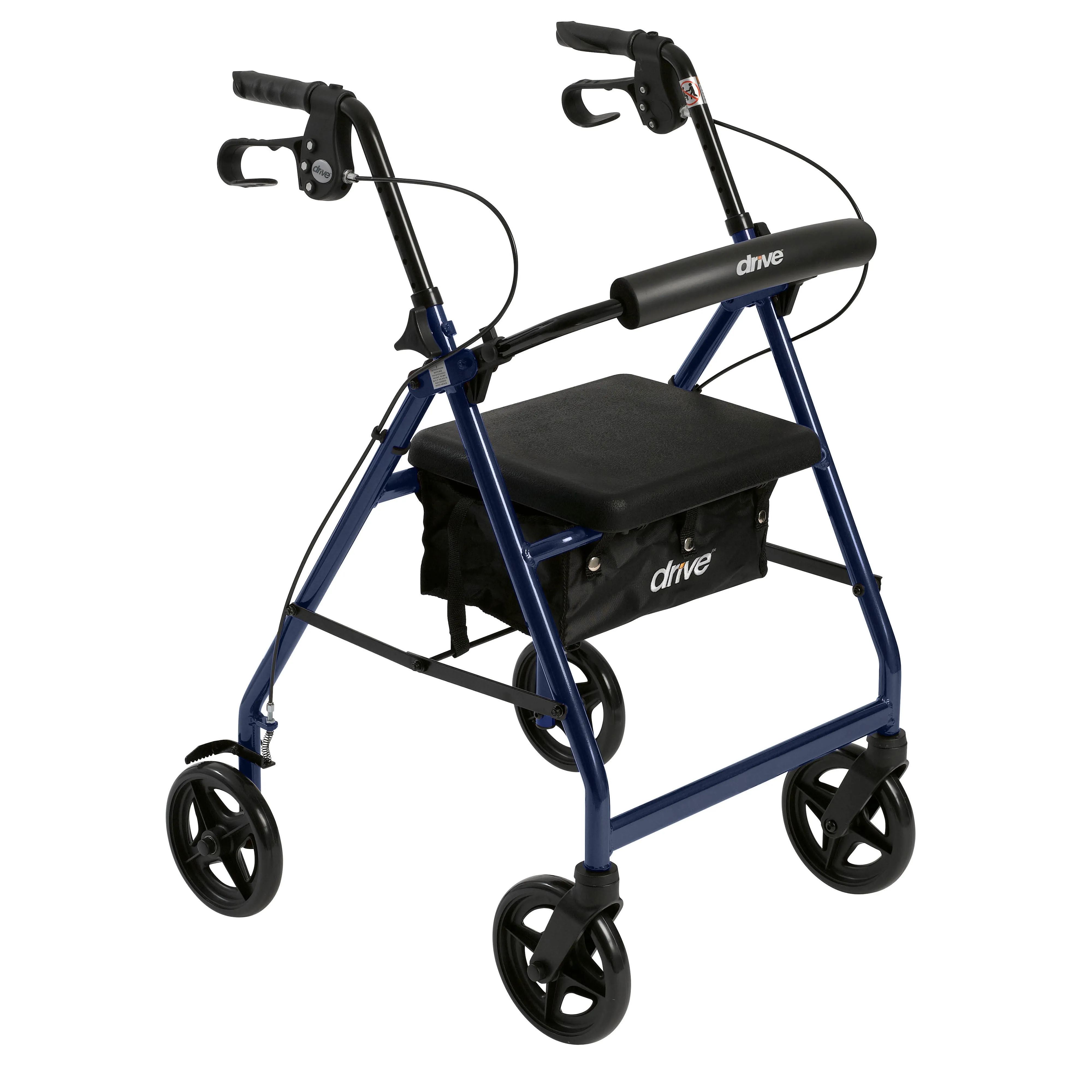 Drive Medical r728bl Aluminum Rollator with Fold Up and Removable Back Support and Padded Seat, Blue