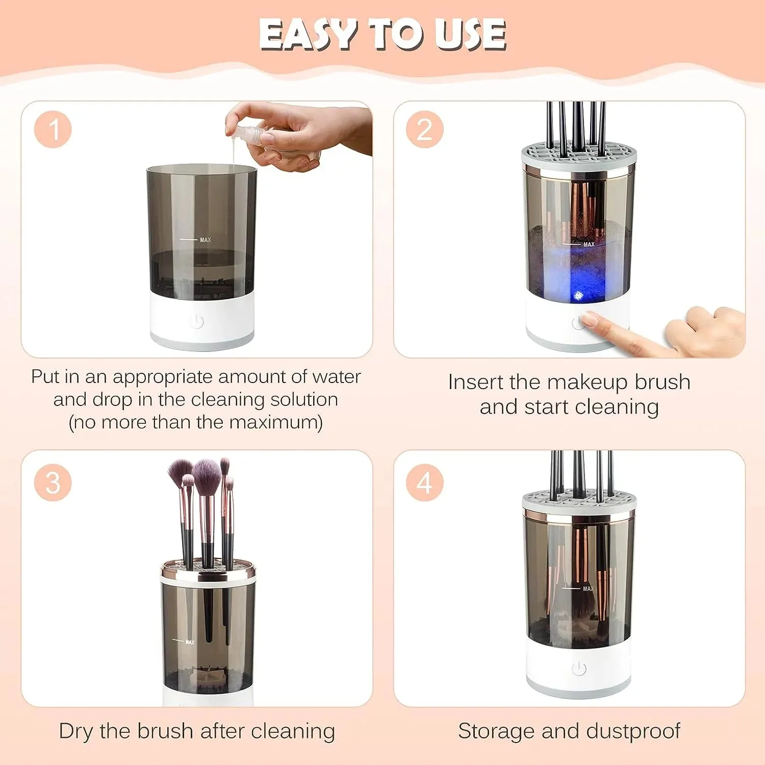 Electric Cosmetic Brush Cleaner Automatic Spinning