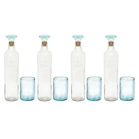 Ellementry crown glass bottle with tumbler| 750 ml | Clear | Water Bottle | Milk Bottle | Juice Bottle | Cocktail Bottle | Handcrafted | Sustainable | Food Safe | Form & Function | Set of 4