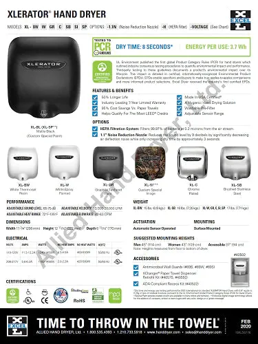 Excel XLERATOR XL-SP (XL-BL) Hand Dryer