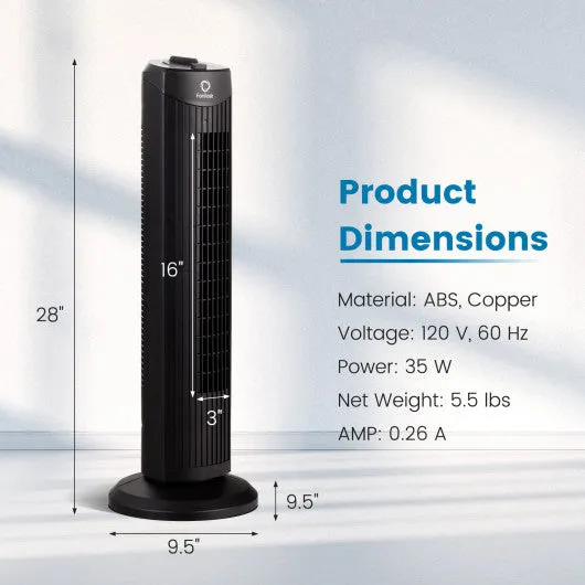 Fantask 35W 28 Inch Quiet Bladeless Oscillating Tower Fan-Black