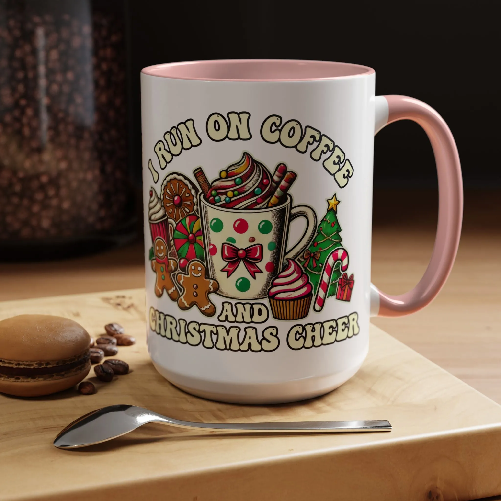 Festive Holiday Coffee Mug - I Run on Coffee and Christmas Cheer