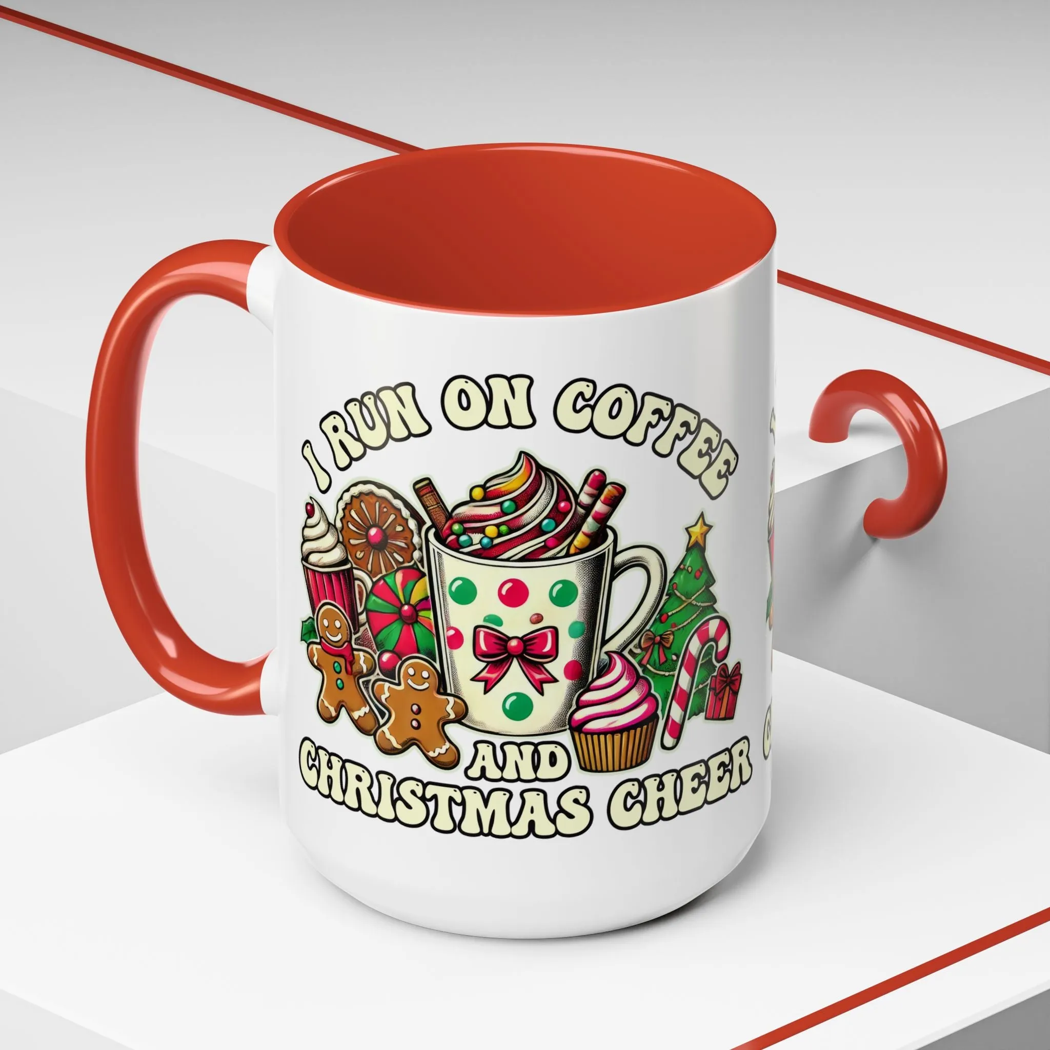 Festive Holiday Coffee Mug - I Run on Coffee and Christmas Cheer