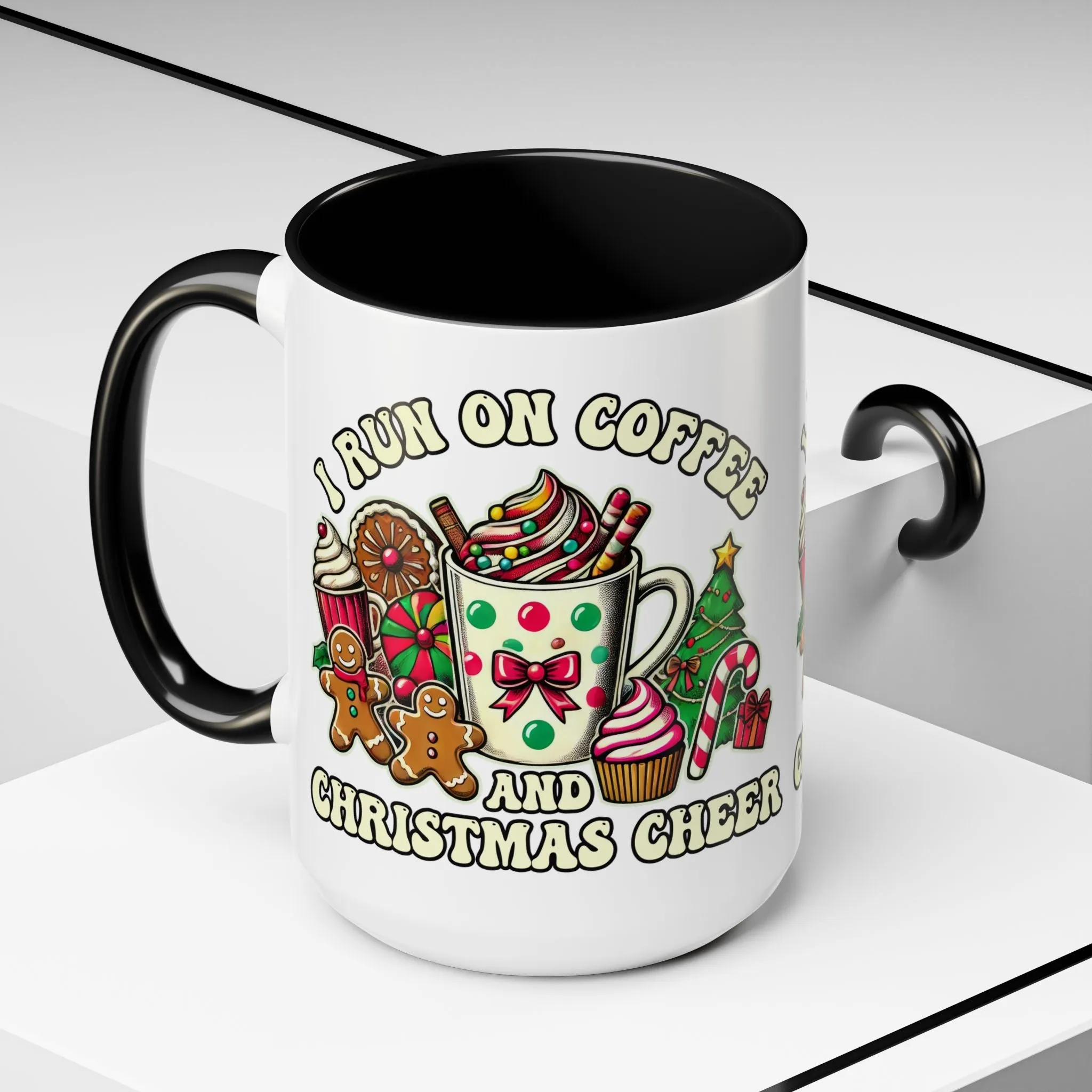 Festive Holiday Coffee Mug - I Run on Coffee and Christmas Cheer