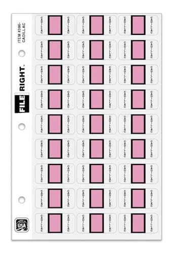 File Right Color Code Auto Makes Labels Compatible with Leading Automotive Systems - 1-1/2" × 3/4" Die-Cut Laminated Automotive Labels - 270 Labels/Ringbook Set