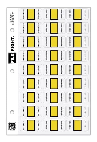 File Right Color Code Auto Makes Labels Compatible with Leading Automotive Systems - 1-1/2" × 3/4" Die-Cut Laminated Automotive Labels - 270 Labels/Ringbook Set