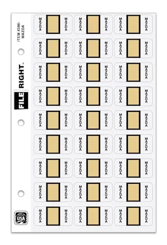 File Right Color Code Auto Makes Labels Compatible with Leading Automotive Systems - 1-1/2" × 3/4" Die-Cut Laminated Automotive Labels - 270 Labels/Ringbook Set