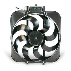 Flex-A-Lite Black Magic S-Blade Electric Cooling Fan - 15" Fan - Push/Pull - 3000 CFM - 12V - Curved Blade - 16 x 18" - 4-1/4" Thick - Controller