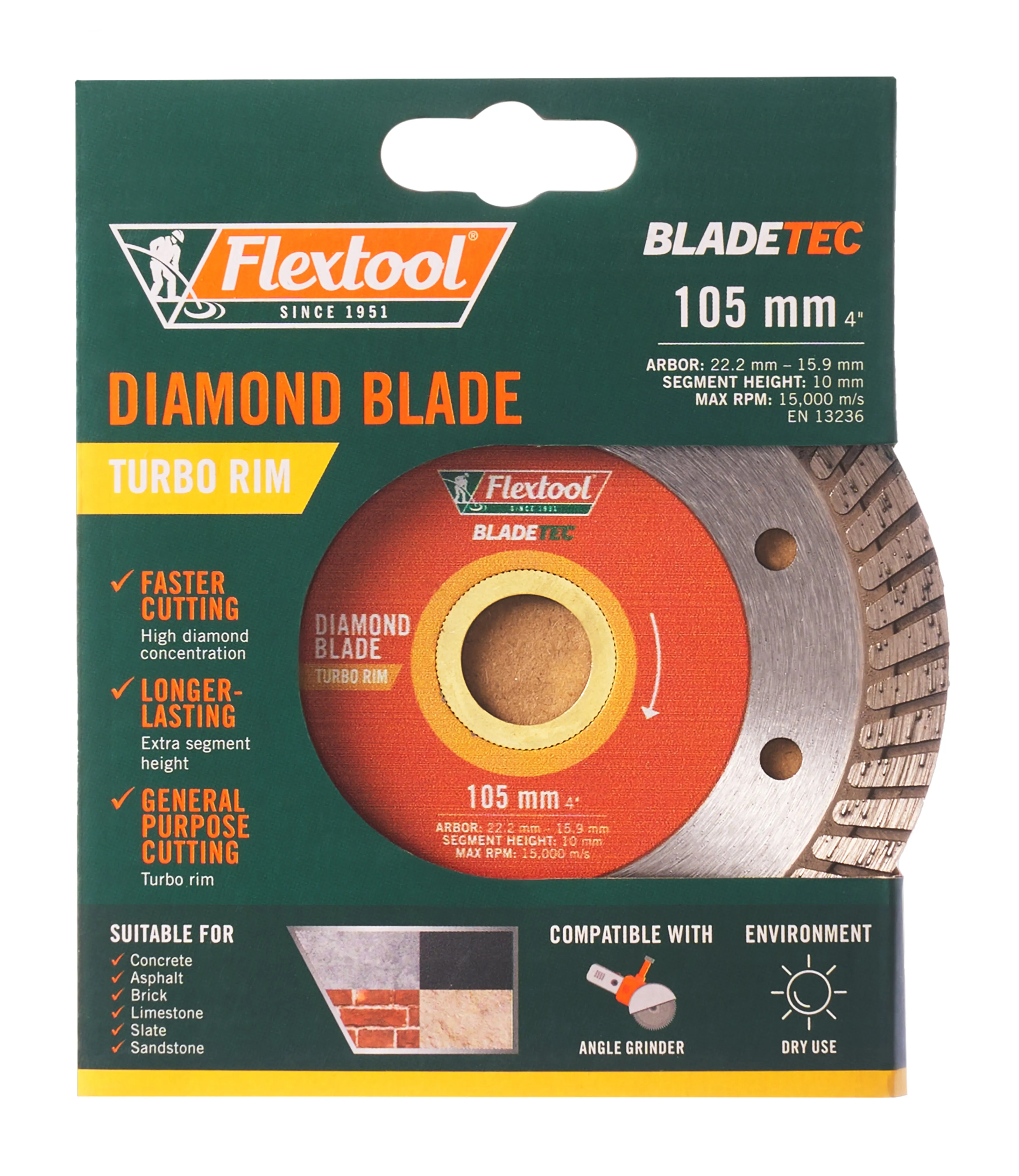 Flextool BladeTec Diamond Blade - Turbo  105 mm 4"'