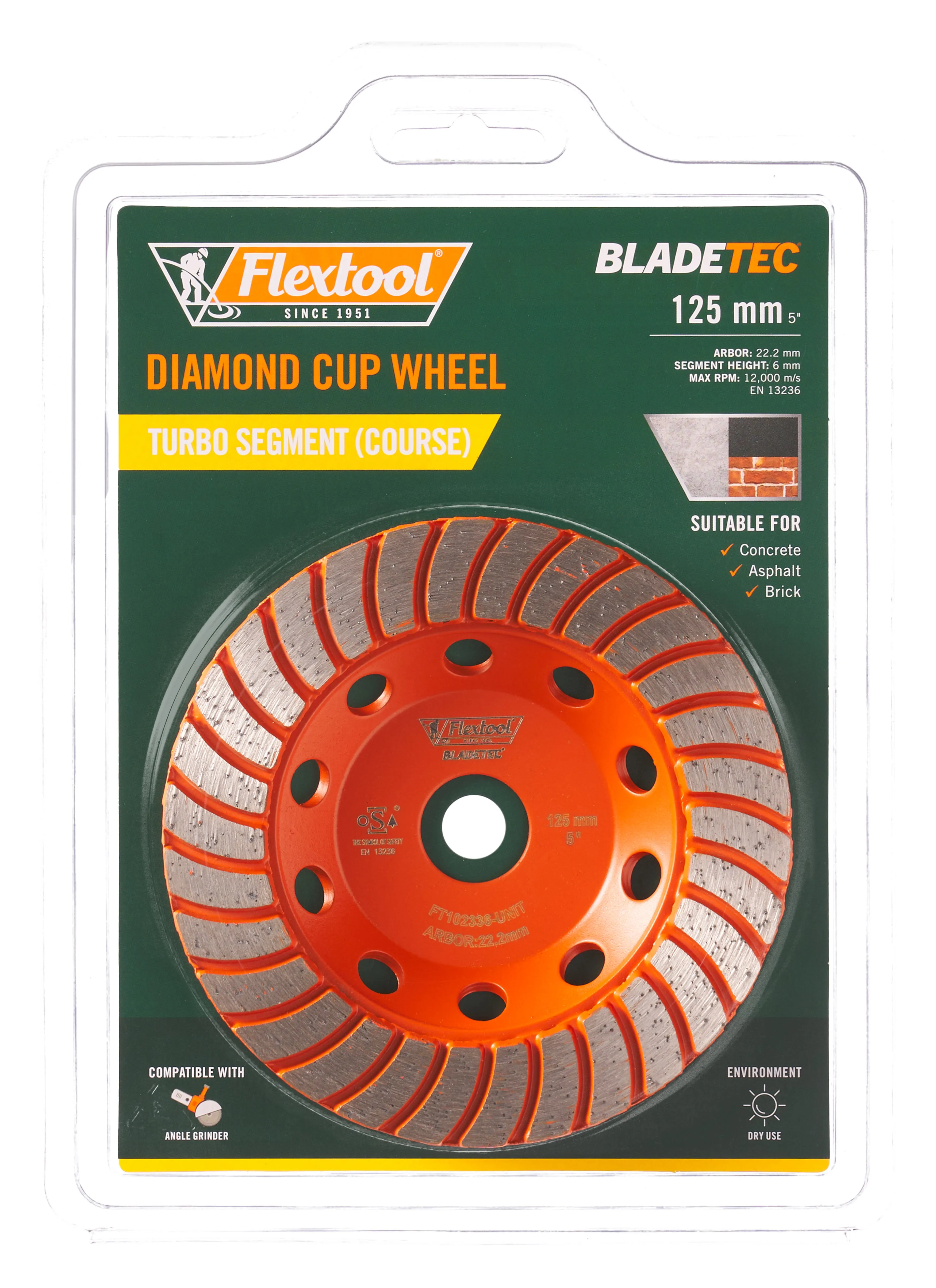 Flextool BladeTec Diamond Cup Wheel - Turbo (Course 125 mm 5")