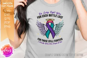 For Every Fight Won - Ribbon Halo Wing - 3 Color - SVG File