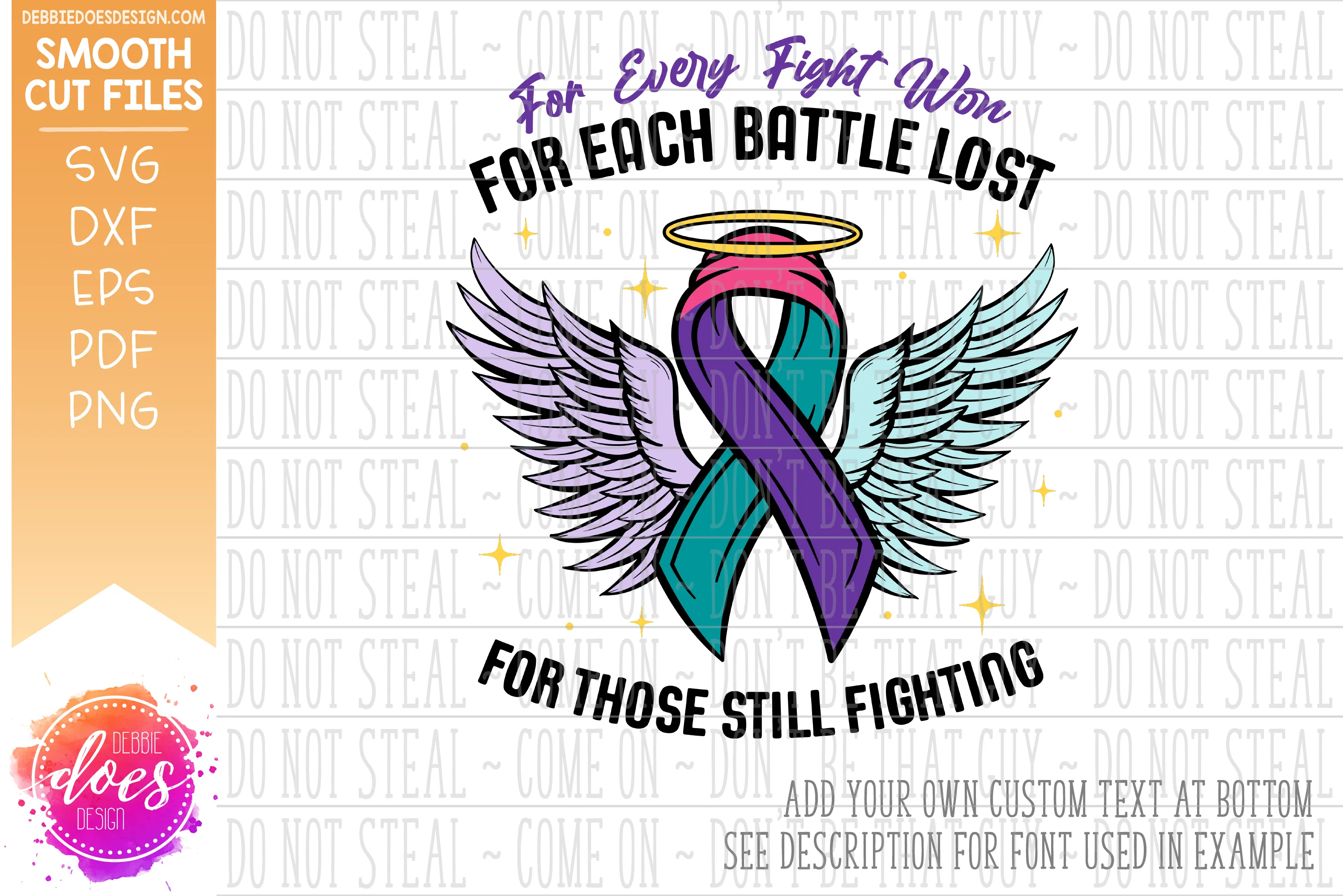 For Every Fight Won - Ribbon Halo Wing - 3 Color - SVG File