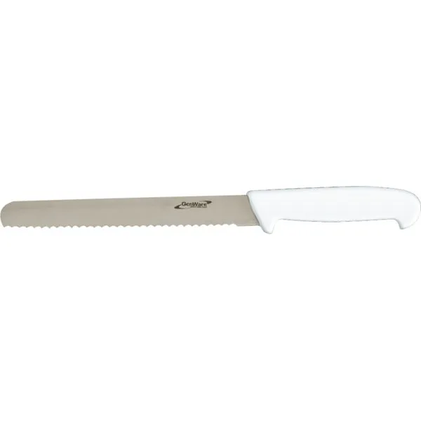 Genware 8'' Bread Knife White (Serrated) pack of 1