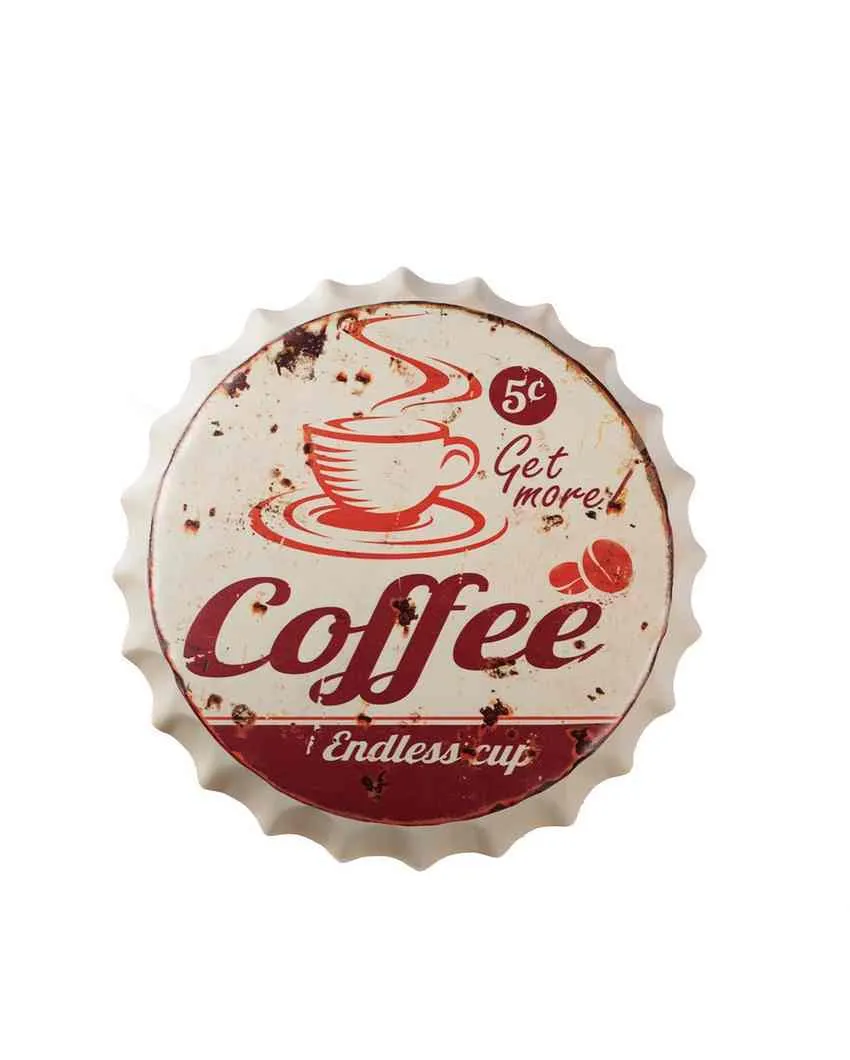 Get More Coffee Endless Cup Bottle Cap Wall Decor | 14 inches