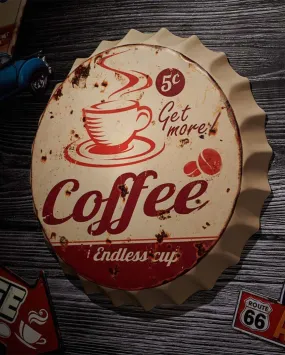 Get More Coffee Endless Cup Bottle Cap Wall Decor | 14 inches