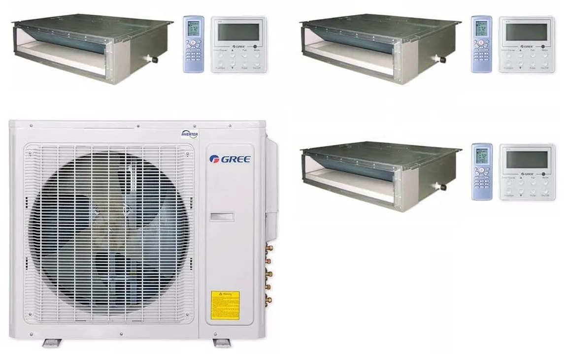 GREE Multi  Ultra Series 36,000 BTU 3-Zone Concealed Duct 12K 12K 12K Ductless Mini-Split System