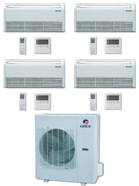 GREE Multi  Ultra Series 42,000 BTU 4-Zone Universal Floor/Ceiling 12K 12K 12K 24K Ductless Mini-Split System