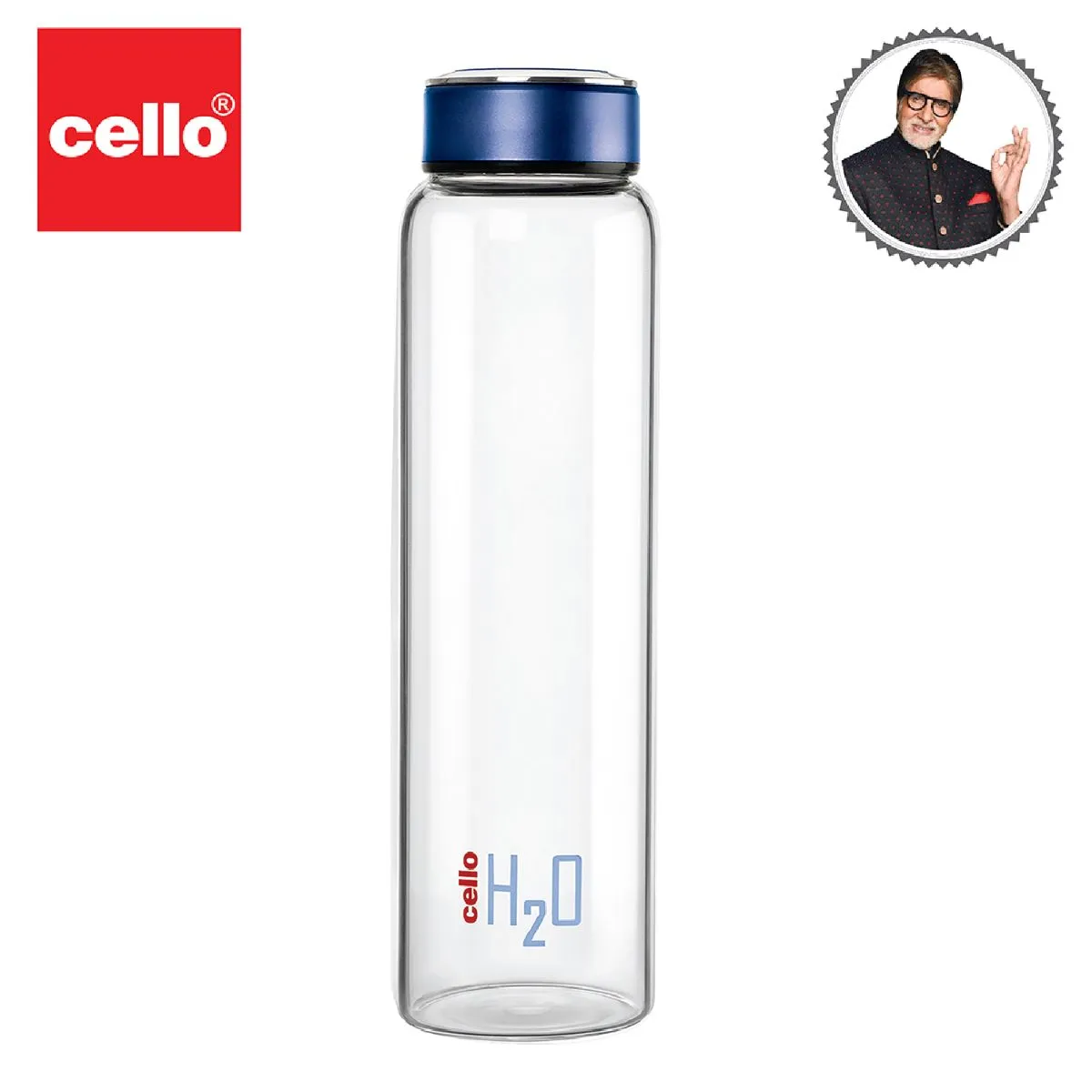 H2O Borosilicate Glass Water Bottle, 1000ml