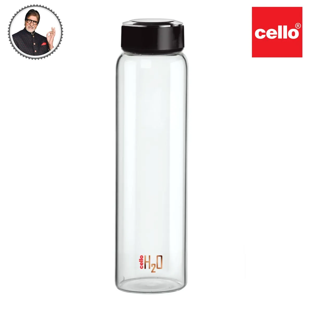 H2O Borosilicate Glass Water Bottle, 1000ml