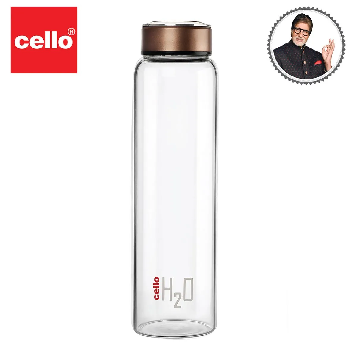 H2O Borosilicate Glass Water Bottle, 1000ml