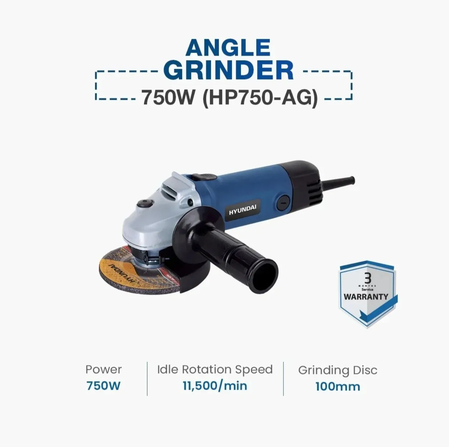 Hyundai Angle Grinder 750W (HP750-AG)