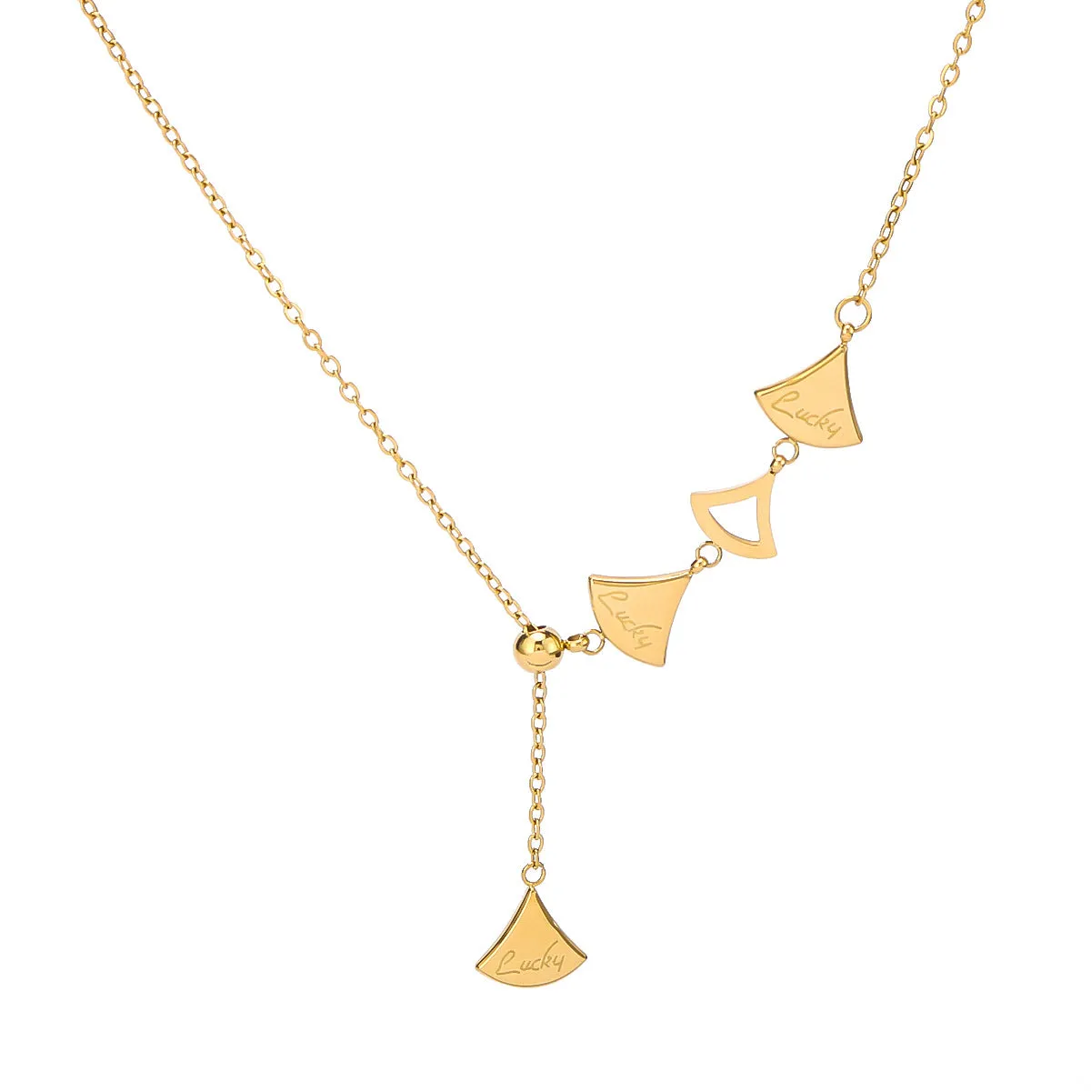 IG Style Fan-Shape Geometric Stainless Steel Electroplating Necklaces