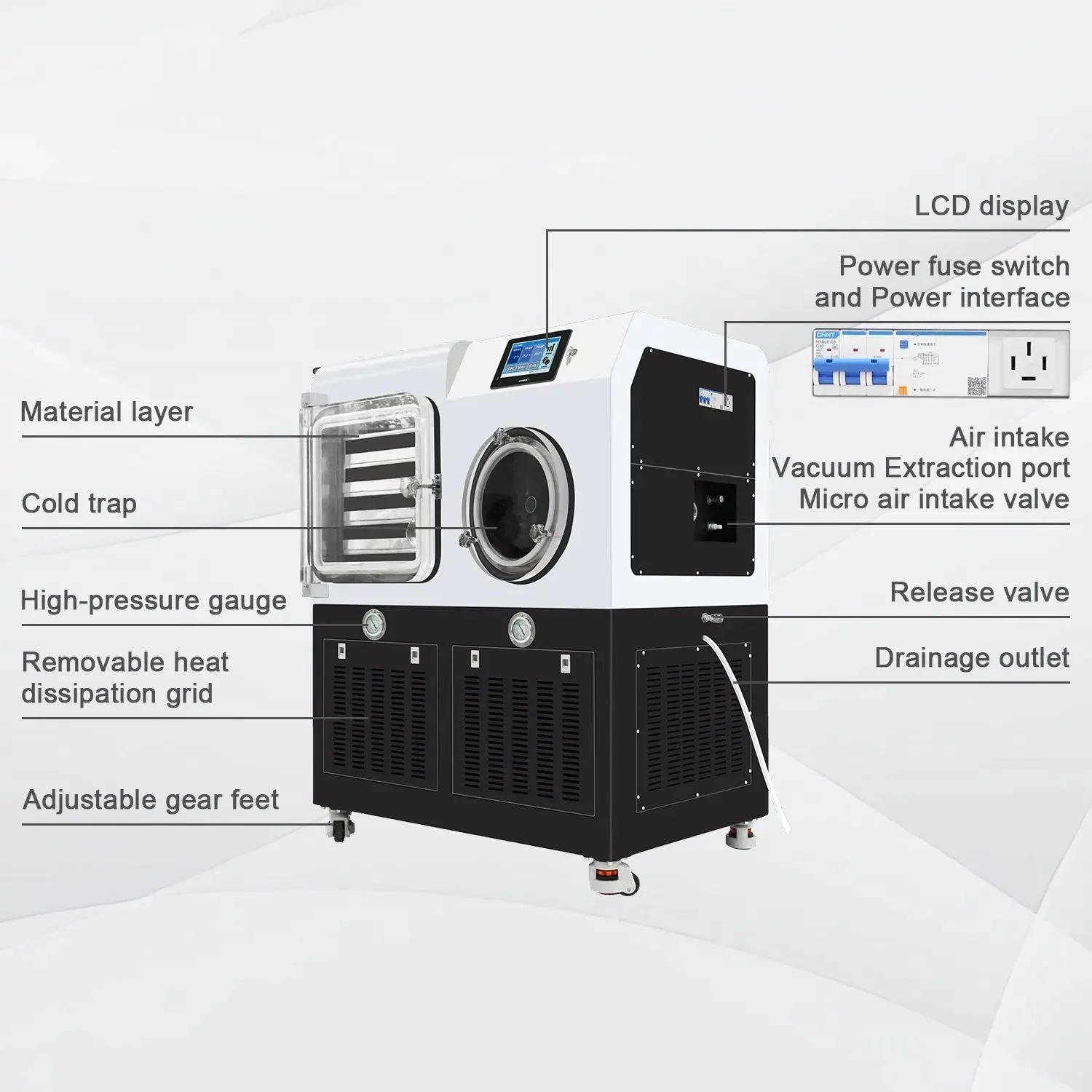 In-Situ Square Cabin Freeze Dryer/0.2? to 2? Drying Area/3-30L/ =-80? Cold Trap/Silicone Oil Heating