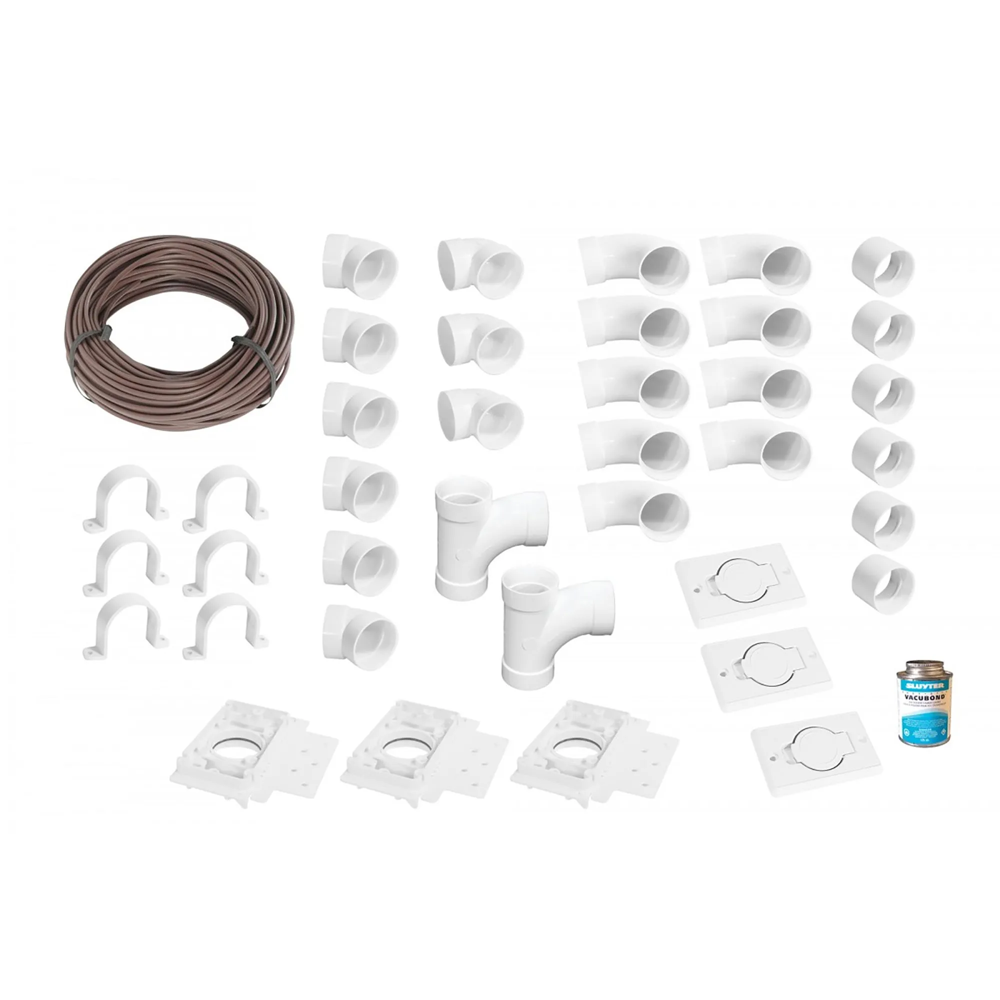 Installation Kit For Central Vacuum with 3 Inlets and Accessories