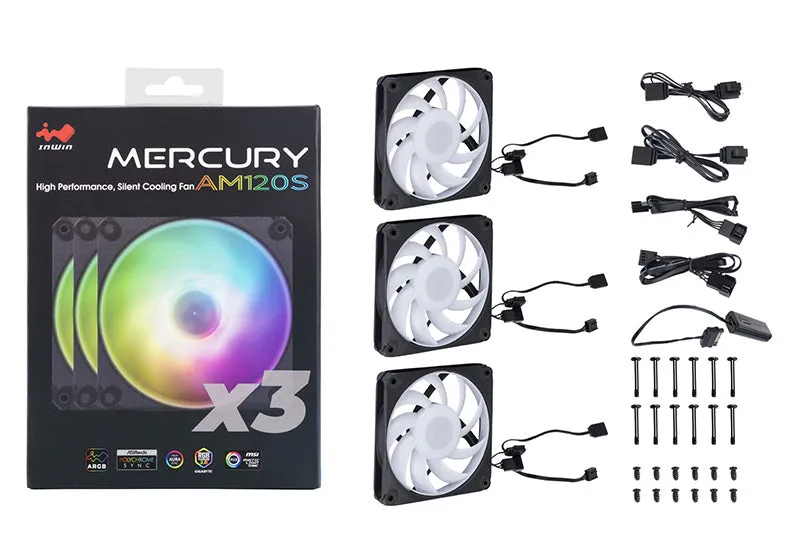 InWin Mercury AM120S ARGB 3xFan Kit with ARGB Controller 三風扇組合附控制器 12cm Case Fan IW-FN-AM120S-3PK