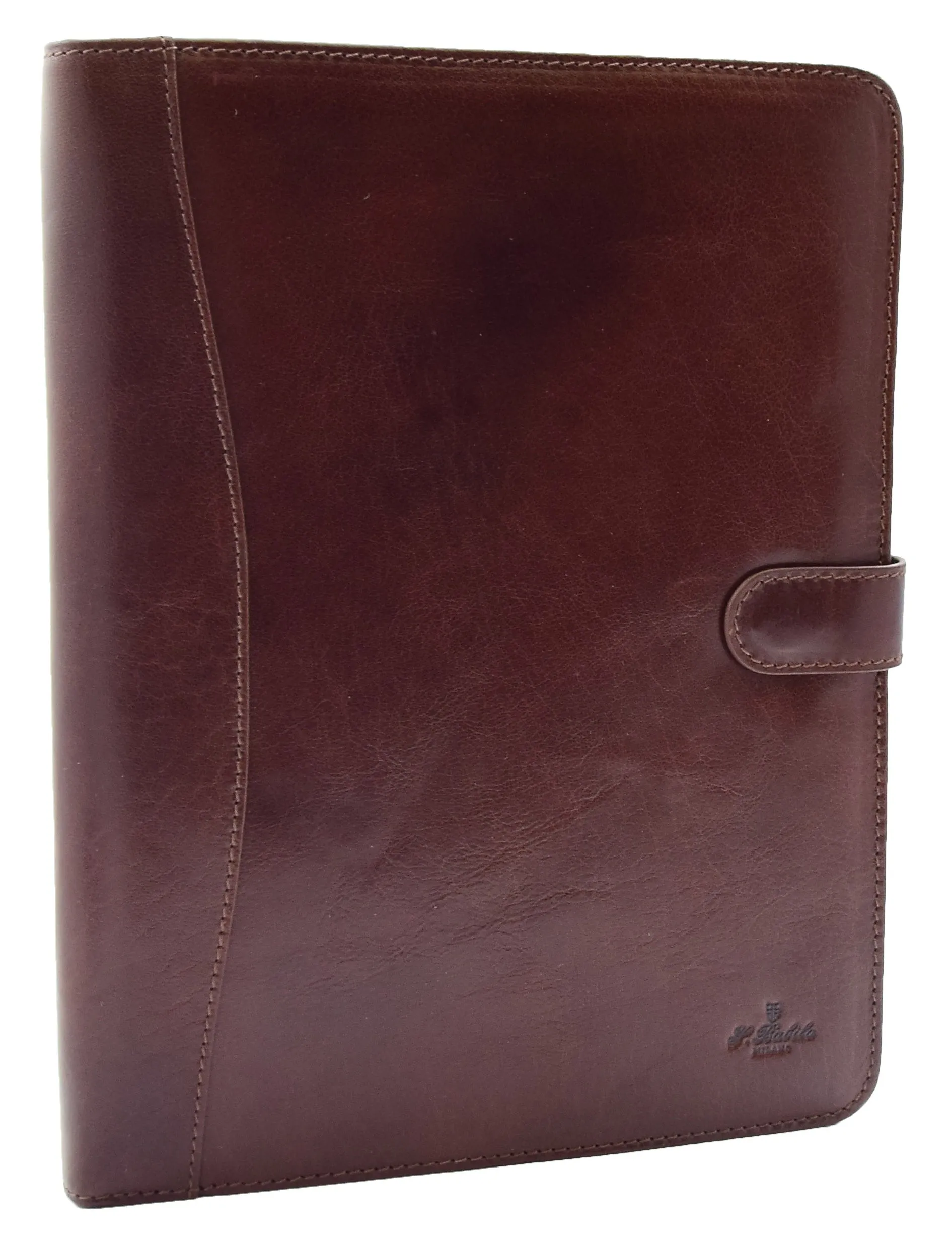 Italian Leather Conference Folder Brown A4 Writing Pad Underarm Bag Enzo