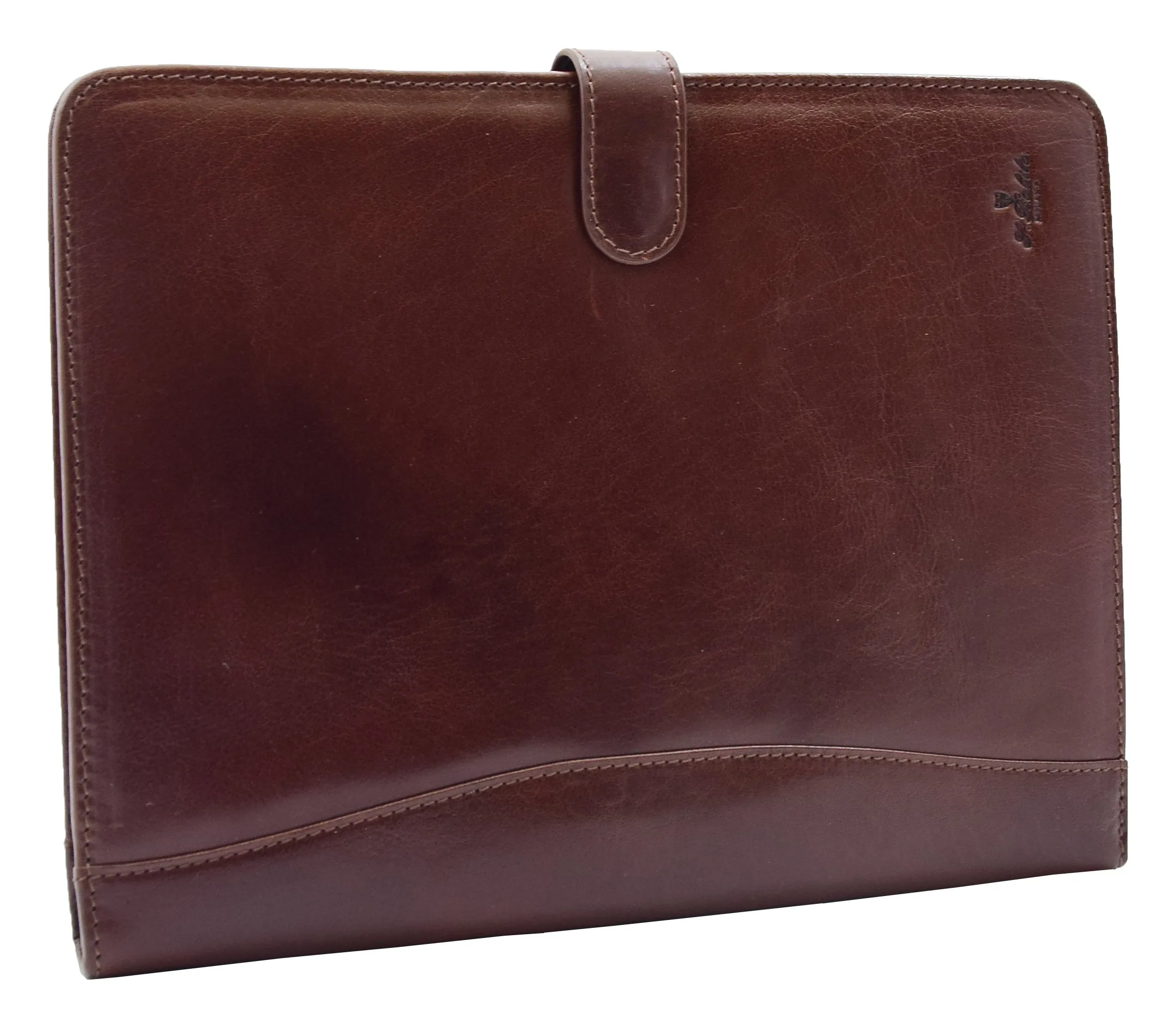 Italian Leather Conference Folder Brown A4 Writing Pad Underarm Bag Enzo