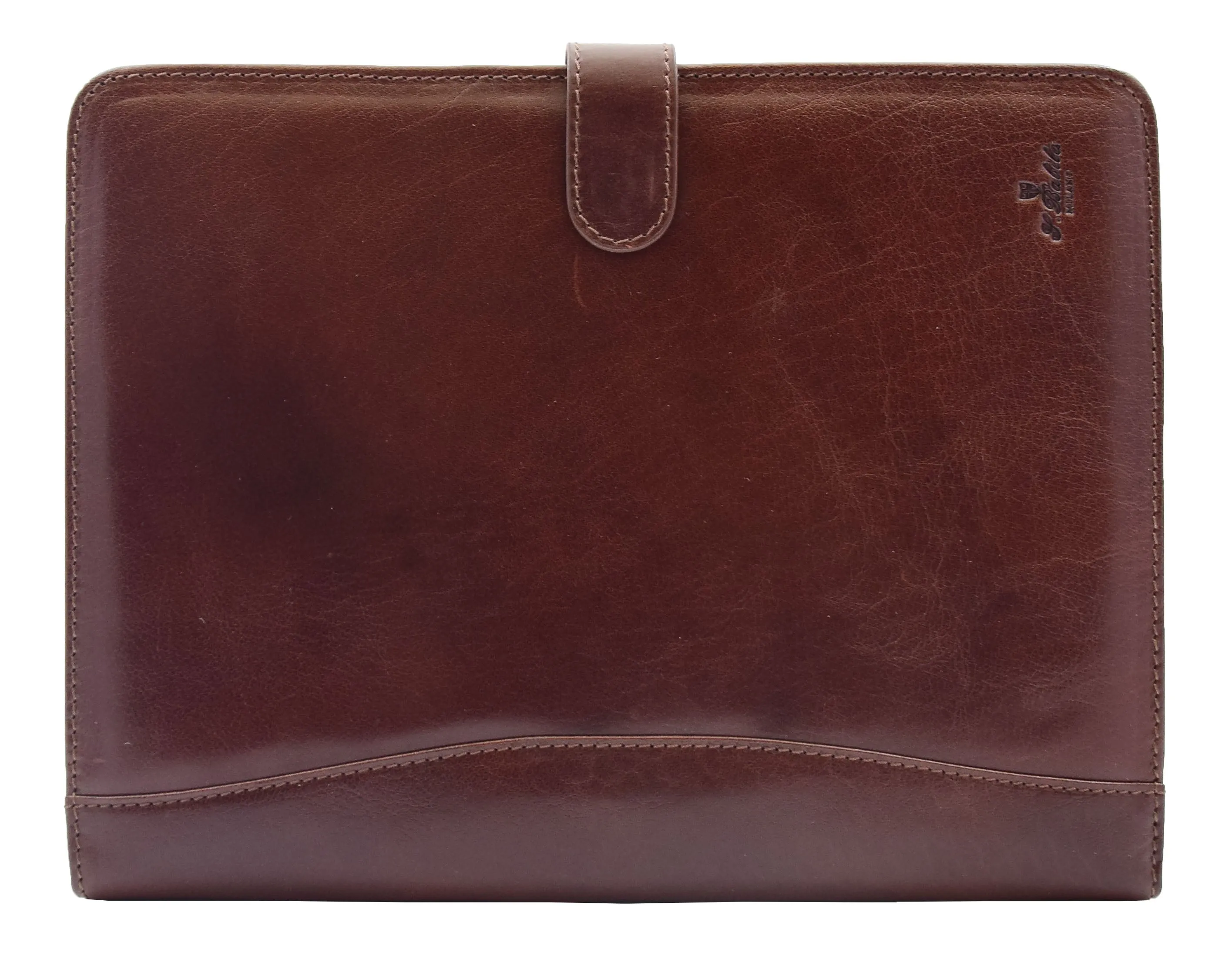 Italian Leather Conference Folder Brown A4 Writing Pad Underarm Bag Enzo