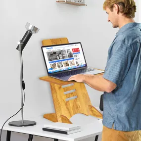 Kawachi Wooden Height Adjustable Ergonomic Desk Top Standing Desk Riser Laptop Table Stand Beige