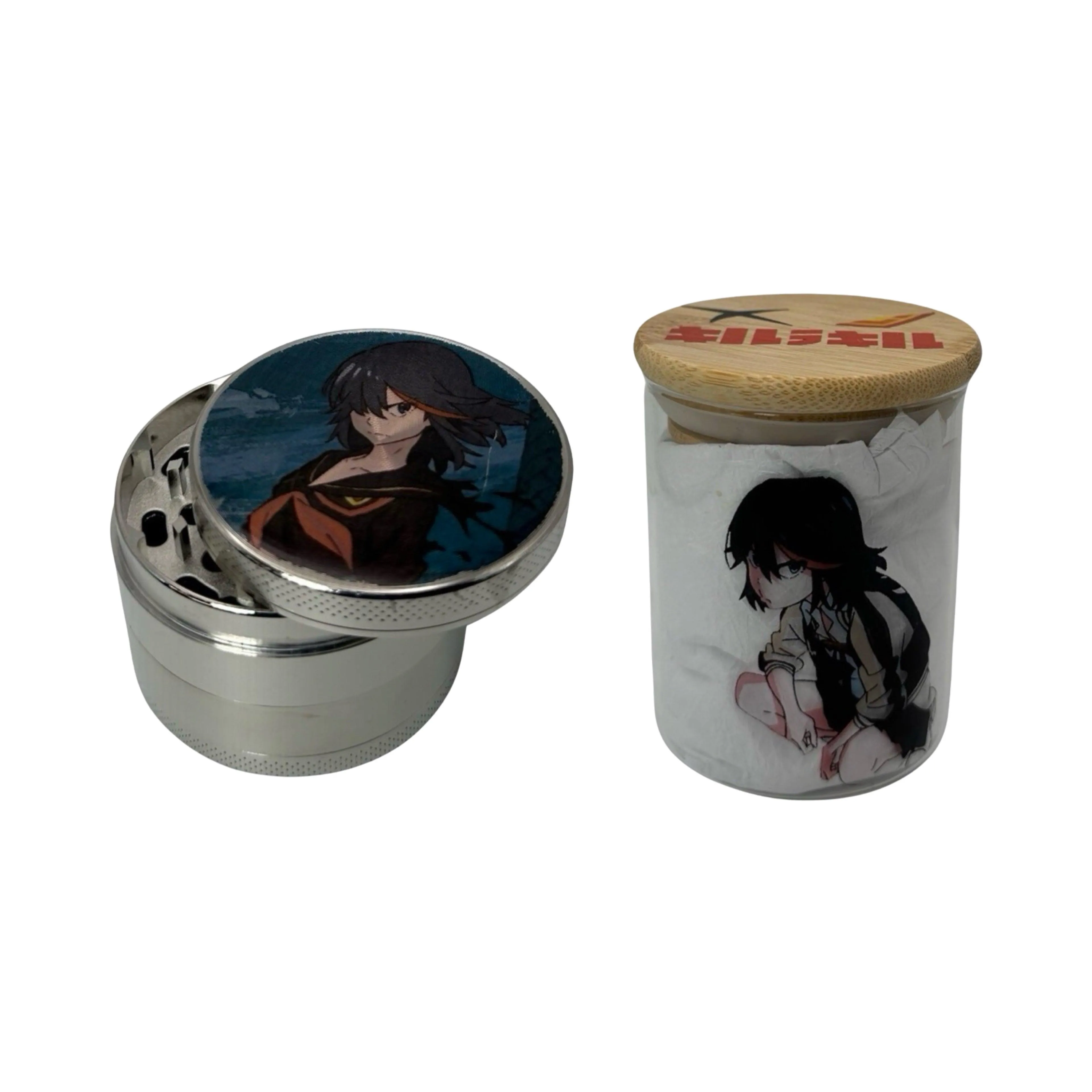 Kill la Kill Anime Spice Grinder, Stash Jar, Rolling Tray Set