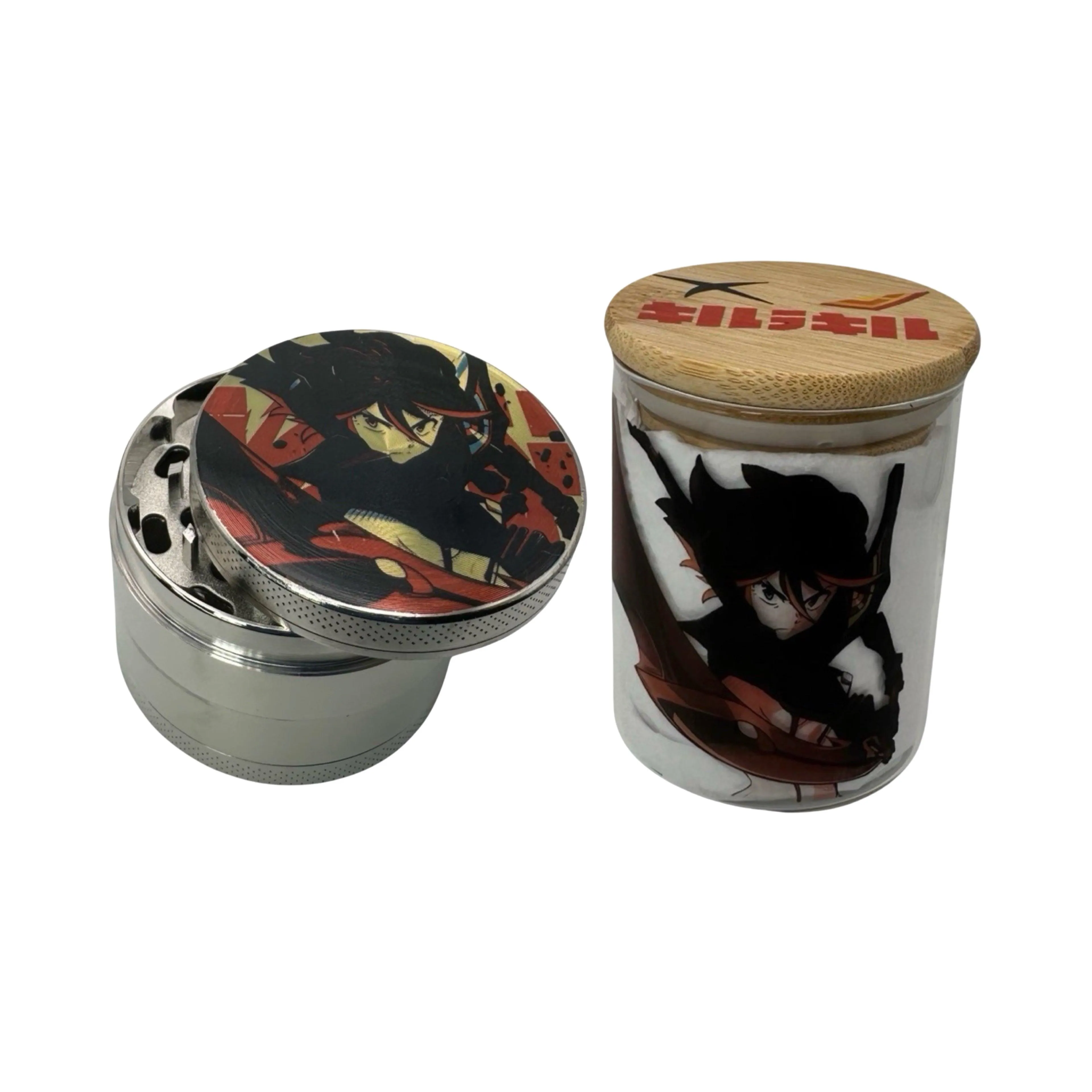 Kill la Kill Anime Spice Grinder, Stash Jar, Rolling Tray Set