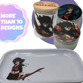 Kill la Kill Anime Spice Grinder, Stash Jar, Rolling Tray Set