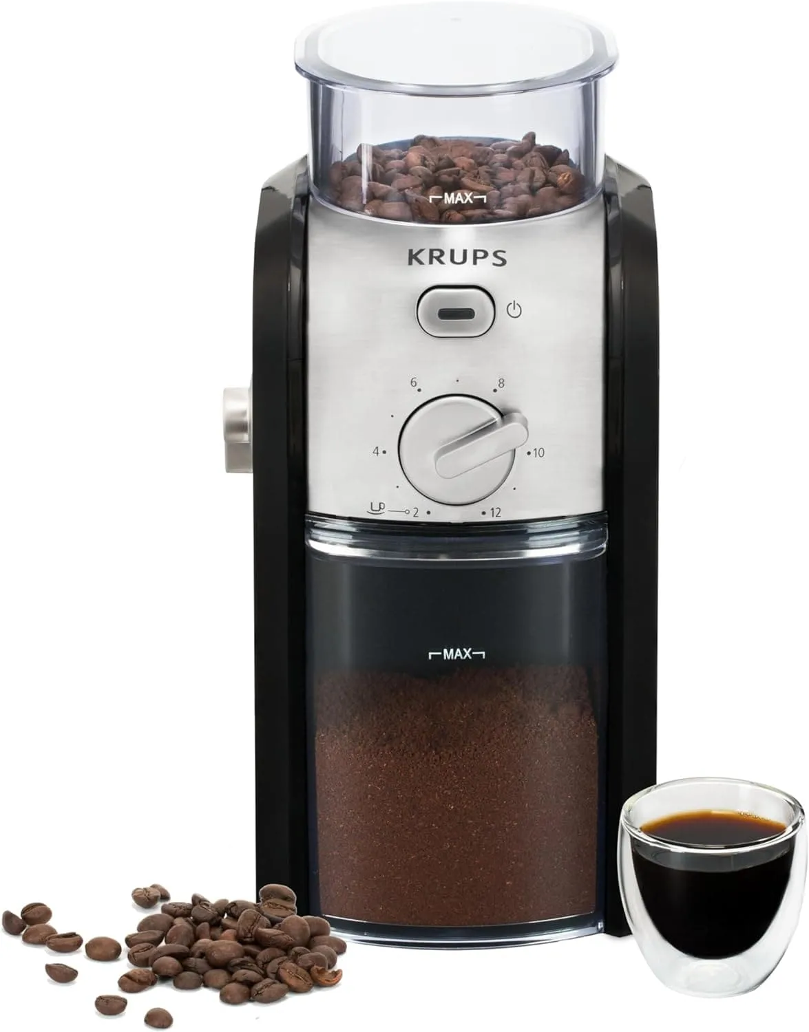 Krups GVX231 Expert Burr Coffee Grinder, Automatic, Easy Clean, Black & Silver