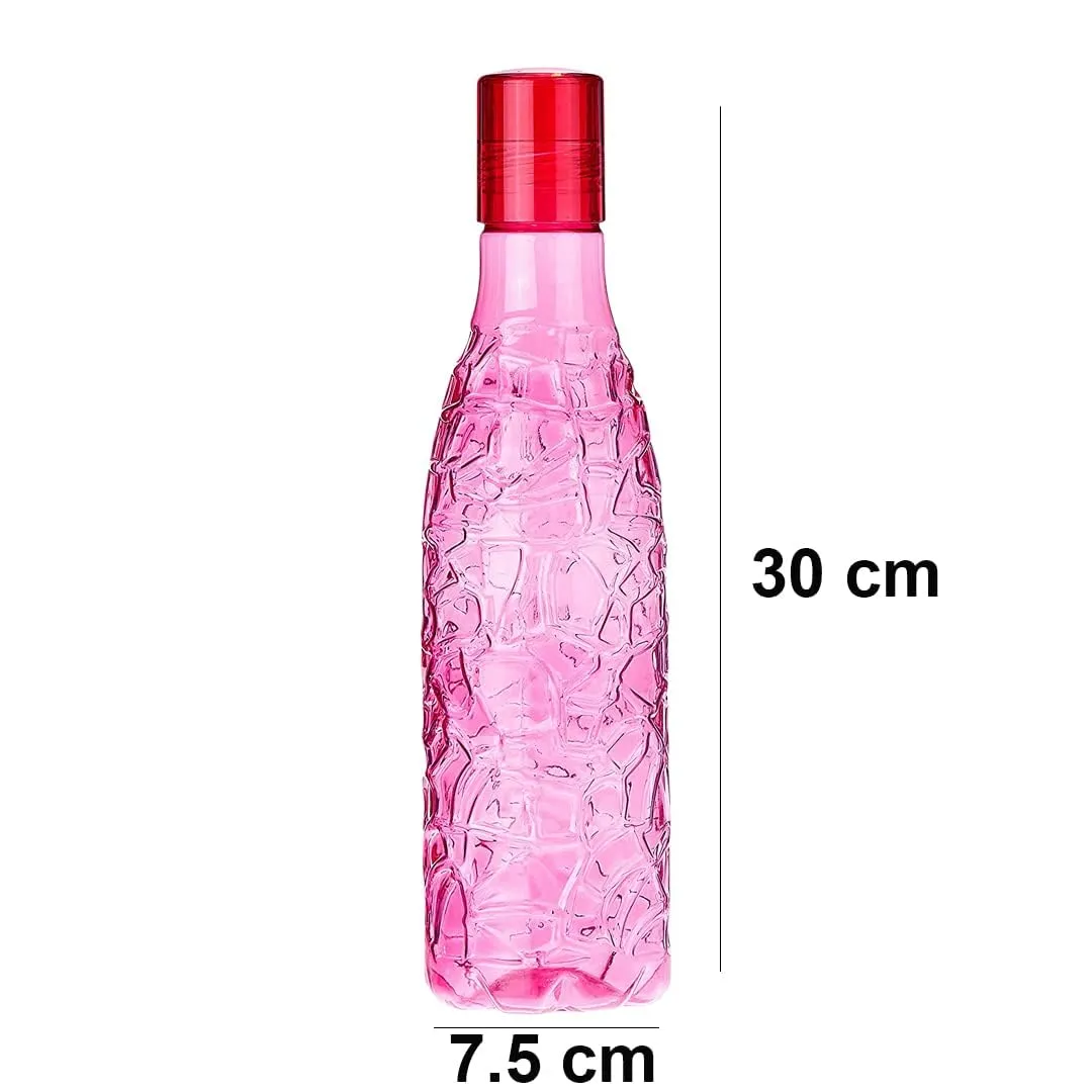 Kuber Industries BPA-Free Plastic Water Bottle|Leak Proof, Firm Grip, 100% Food Grade Plastic Bottles|for Home, Office, & Gym|Unbreakable, Freezer Proof, Fridge Water Bottle|Set of 6|Pink (Pack of 5)