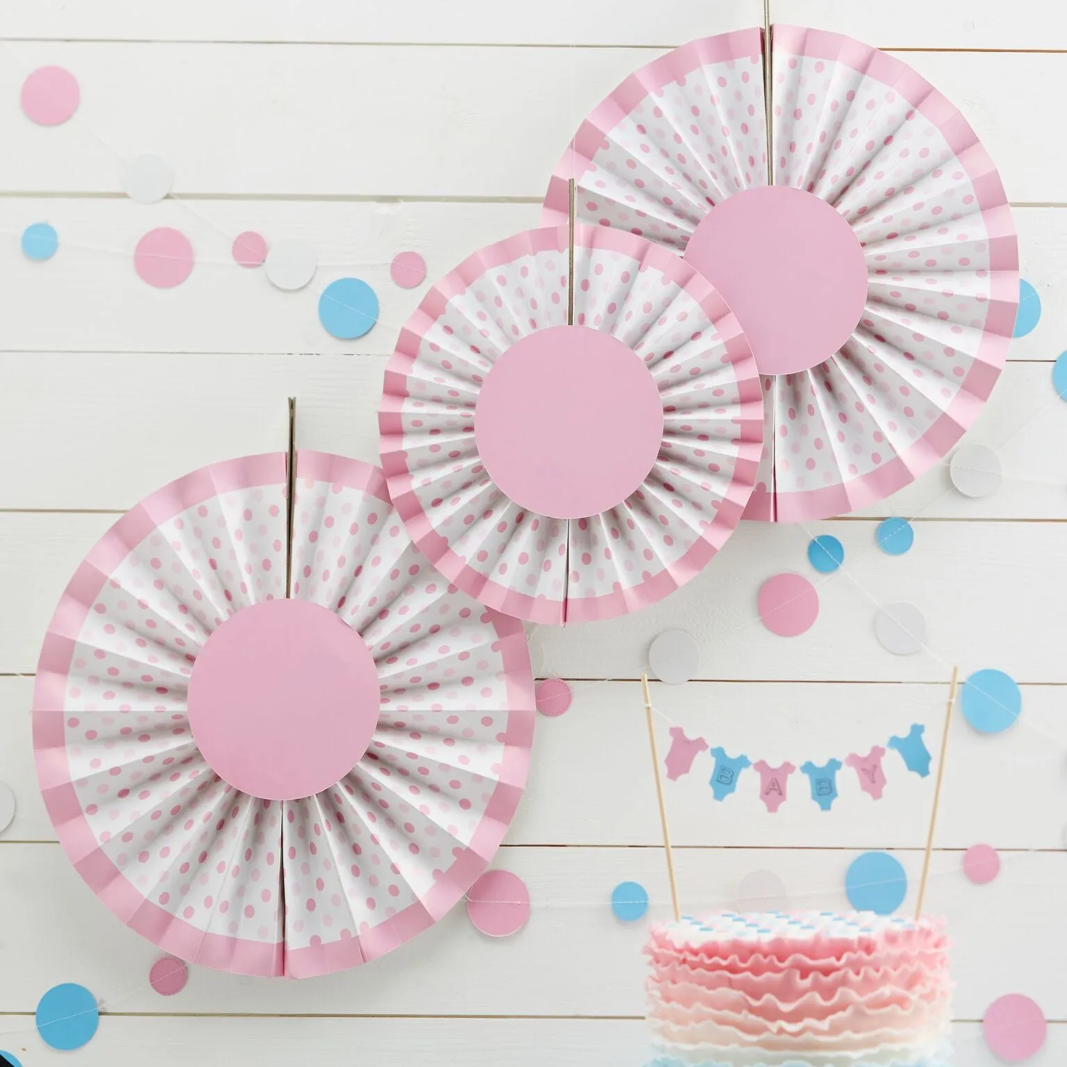 Little Lady or A Mini Mister Pink Fan Decorations