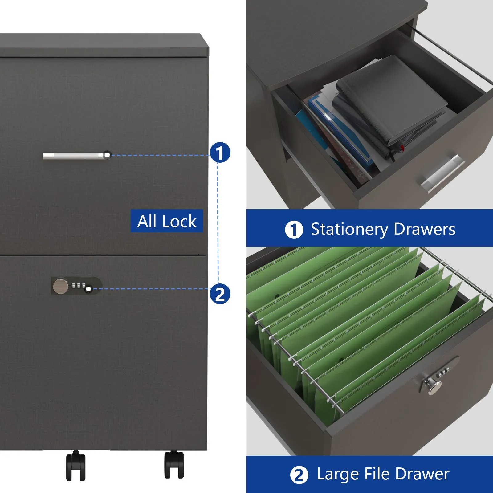 Lock Box File Cabinet - Dark Grey