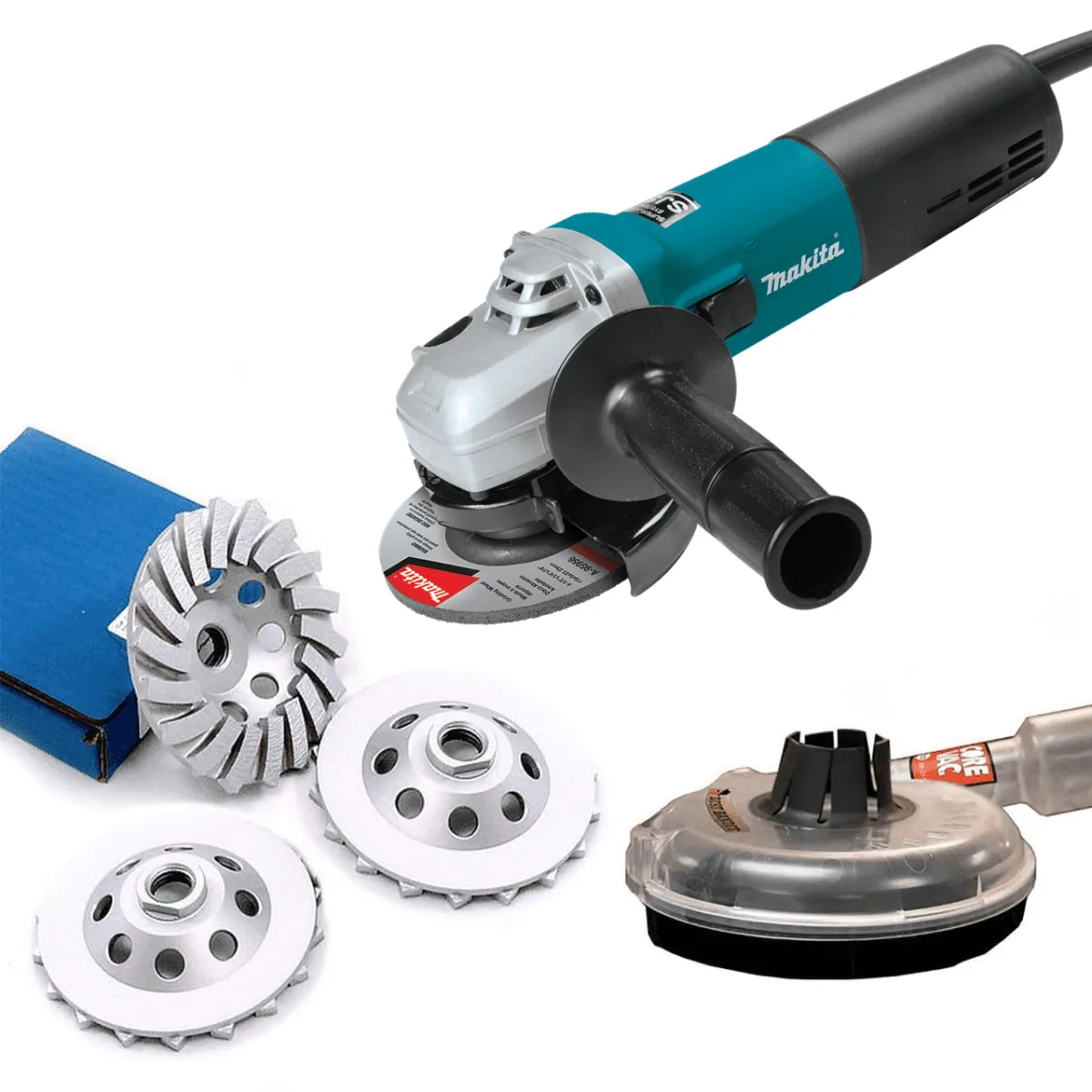 Makita Grinder with Grinding Cup Wheels and Dust Shroud - Sale