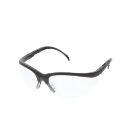 MCR Safety Klondike KD110 KD1 Series Adjustable Temple Safety Glasses, Black Frame, Clear Lens, 1 Pair