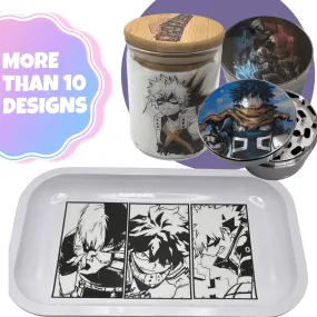 MHA My Hero Academy Anime Spice Grinder, Stash Jar, Rolling Tray Set