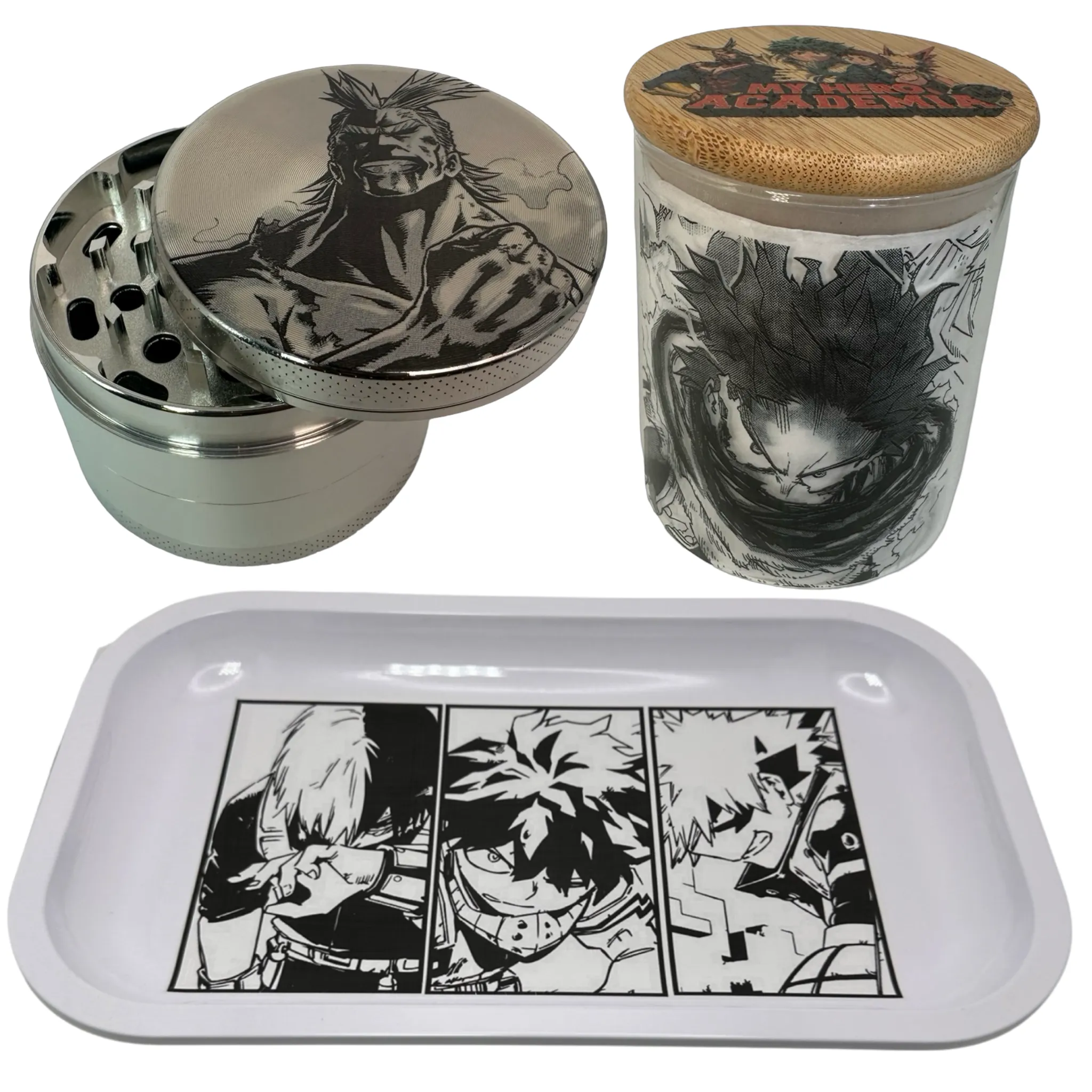 MHA My Hero Academy Anime Spice Grinder, Stash Jar, Rolling Tray Set