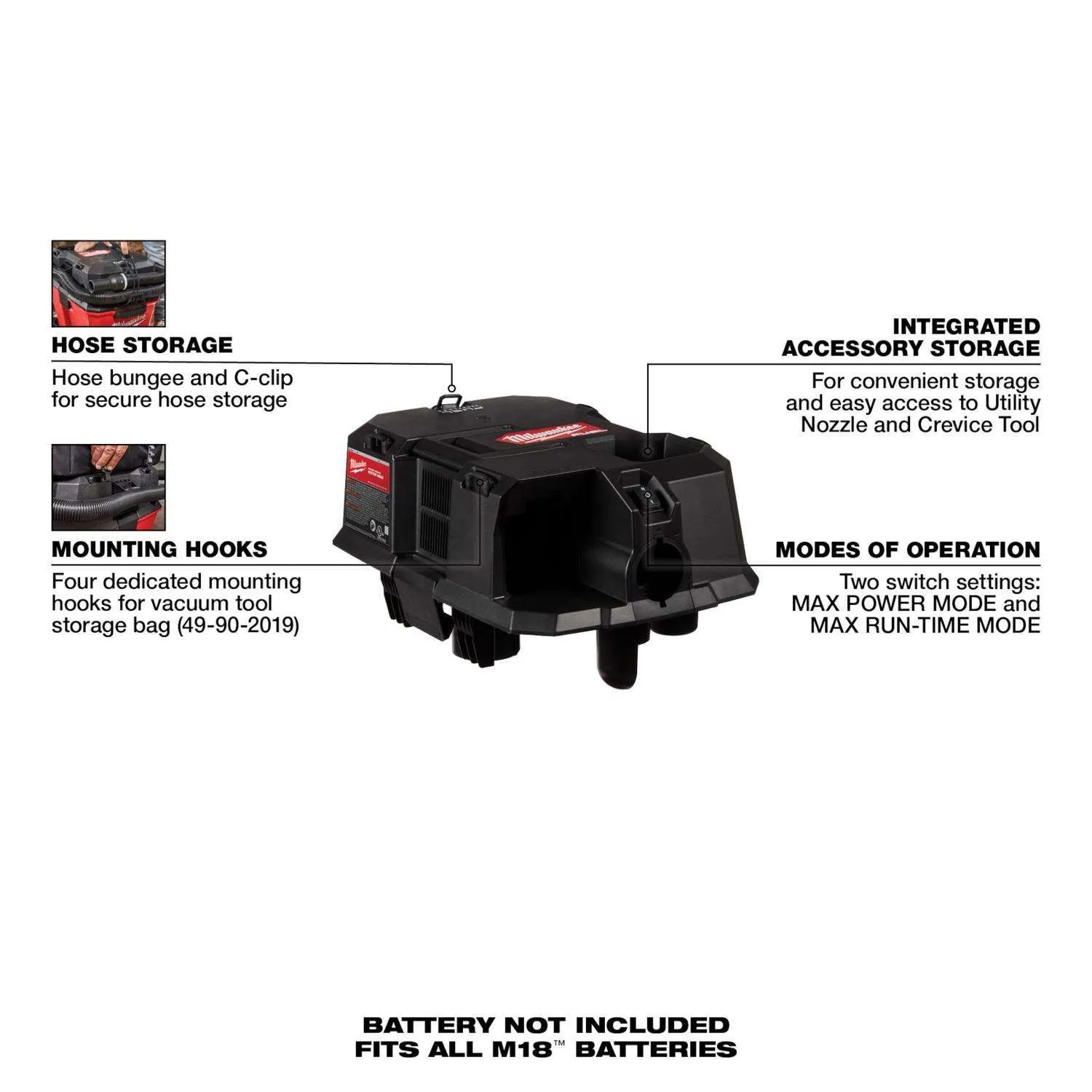 Milwaukee 0911-20 M18 FUEL Wet/Dry Vacuum Cordless Motor Head for Milwaukee Wet/Dry Shop Vacuums