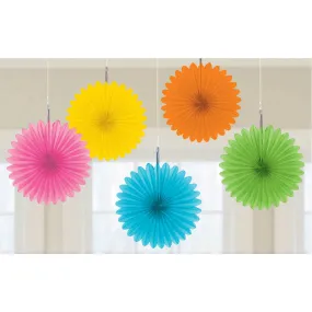 Multi Colour Mini Paper Fans - 15cm - Pack of 5