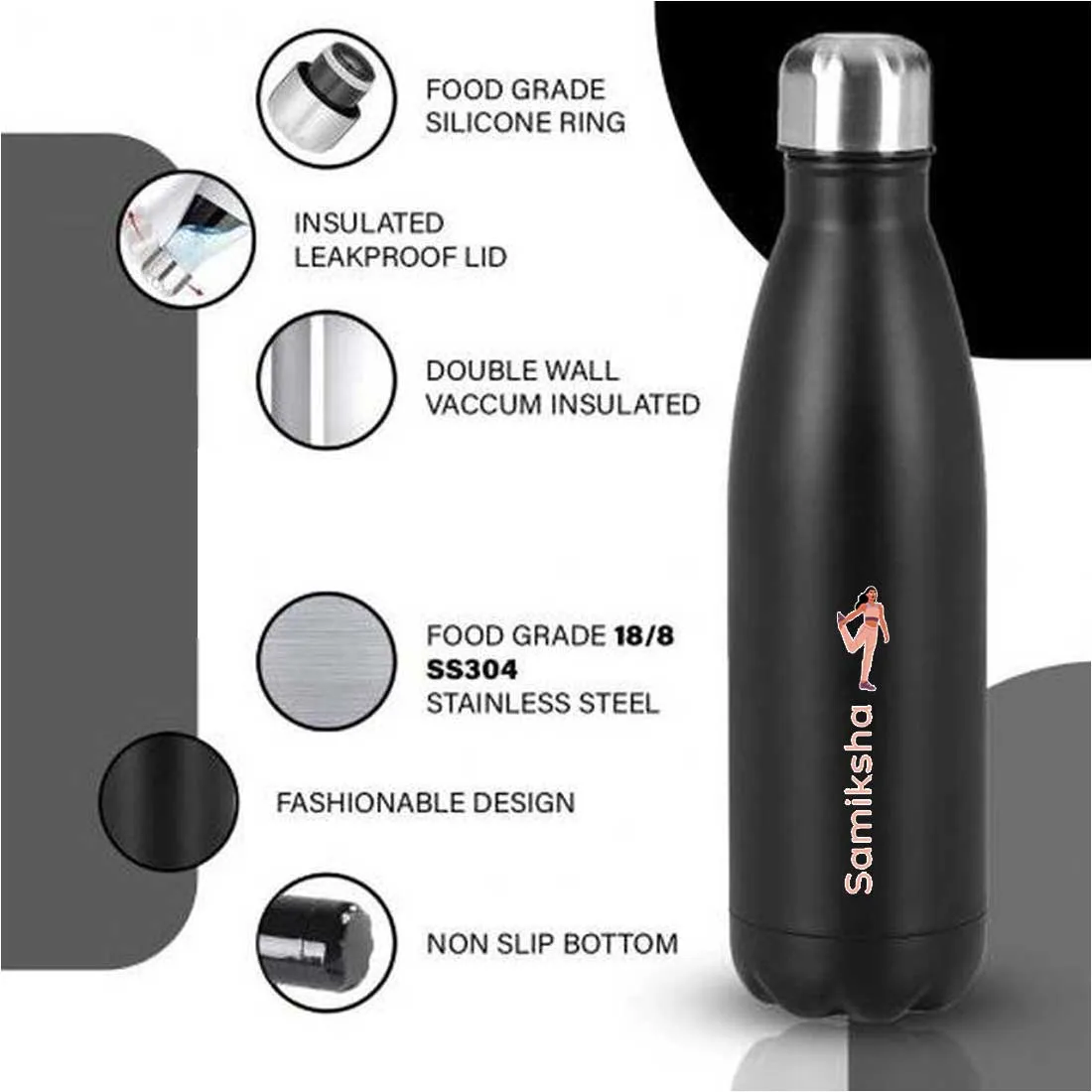 Name Printed Water Bottles - Insulated Stainless Steel Water Bottle